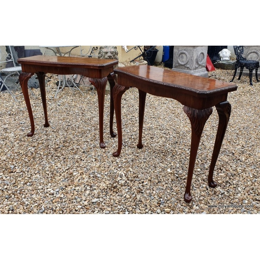 Pair Walnut Console Tables Pair Walnut Console Tables