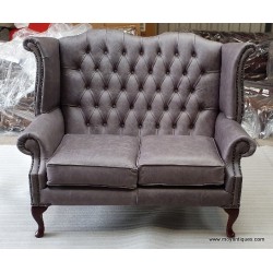Wing Back Queen Ann 2 seater Ash