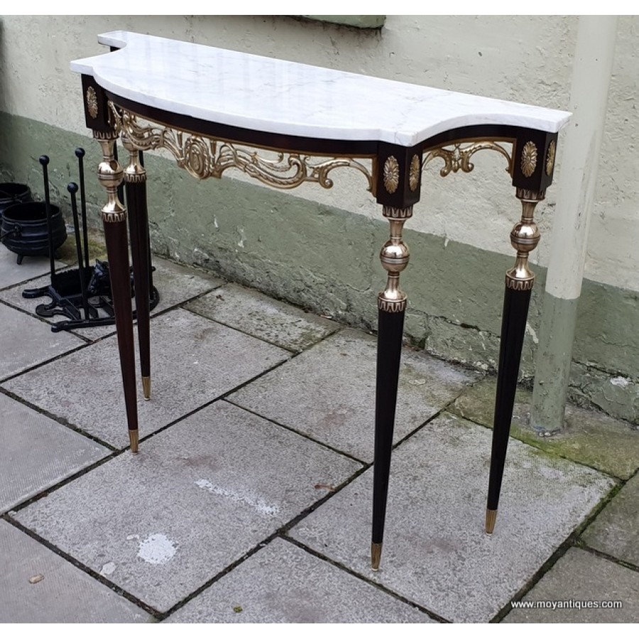 Marble Top Console With Brass