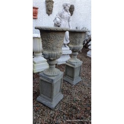 Pair French Urns on Plinth