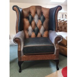 Chesterfield Patchwork Wing Chair