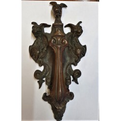 Gothic Rams Head Door Knocker Cast Brass