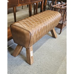 Gym Horse Leather Stool/Bench Tan
