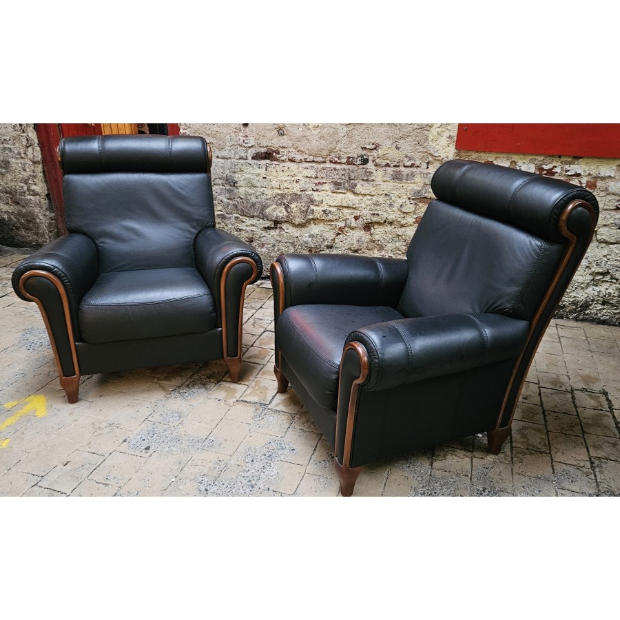 Pair Leather Danish style Chairs