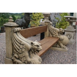 Winged Lion Stone Bench