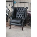 Chesterfield Wing Chair Black