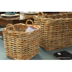 Cane Log Baskets With Handels