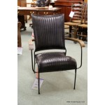 Leather Chair and Stool Black