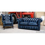 Chesterfield Wing Chair Blue