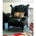 Chesterfield Wing Chair Green
