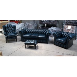 Chesterfield Sofa Suite Blue
