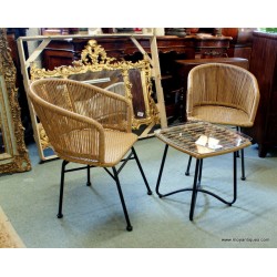 Rattan Table and 2 Chairs