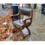 19th C. X Frame Leather Chair