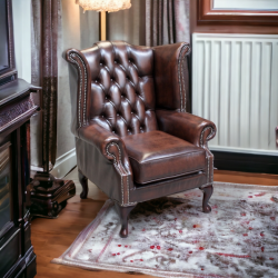 Chesterfield Wing Chair Brown