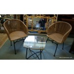 Rattan Table and 2 Chairs