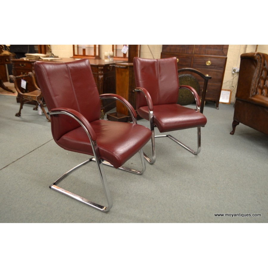 Pair Retro style Leather Chairs
