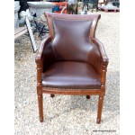 Shaped Mahog & Leather Chair SOLD