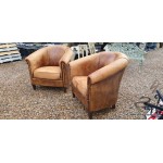Pair Leather Tub Chairs SOLD