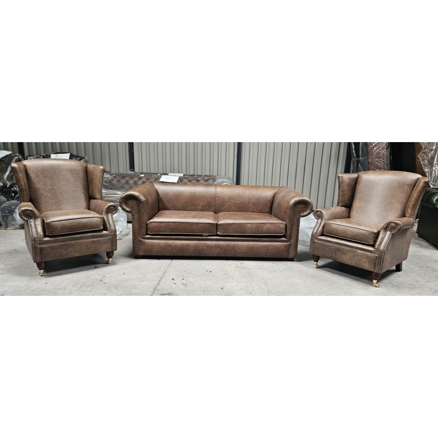 Chesterfield 3 seater + 2 Firside Chairs