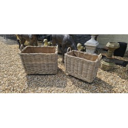 Cane Baskets On Wheels Lined