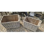 Cane Baskets On Wheels Lined