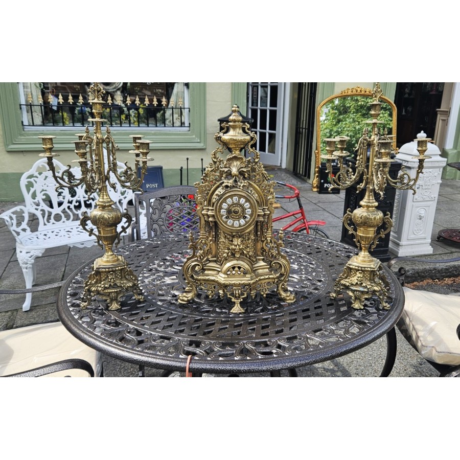 Italian Brass Clock Set SOLD