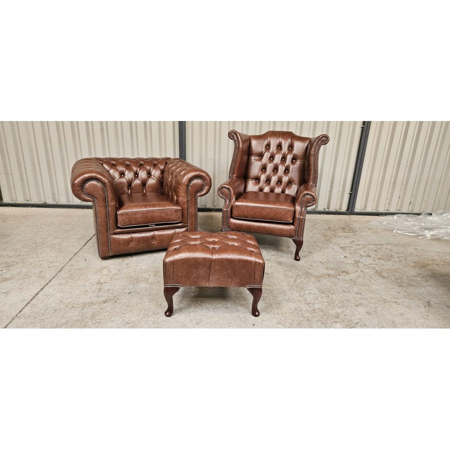 Chesterfield  Club Queen Ann Stool Hazel
