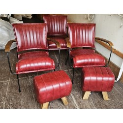 Leather Chair Red Retro Style
