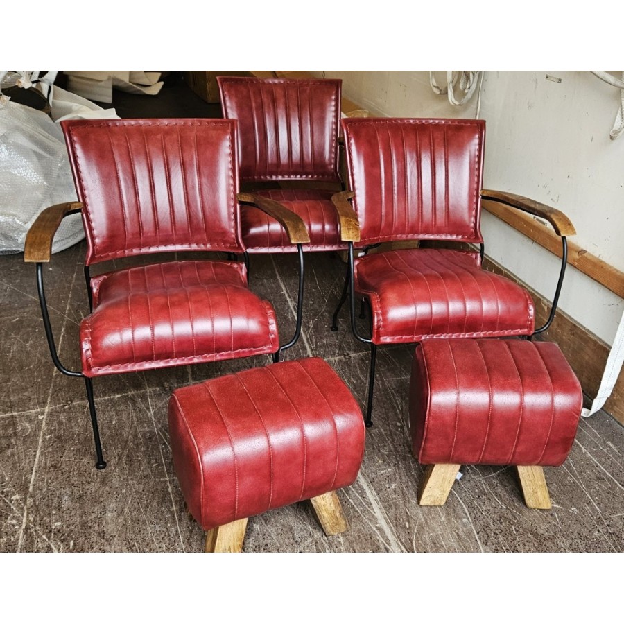 Leather Chair Red Retro Style