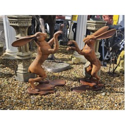 Boxing Hares Cast Iron