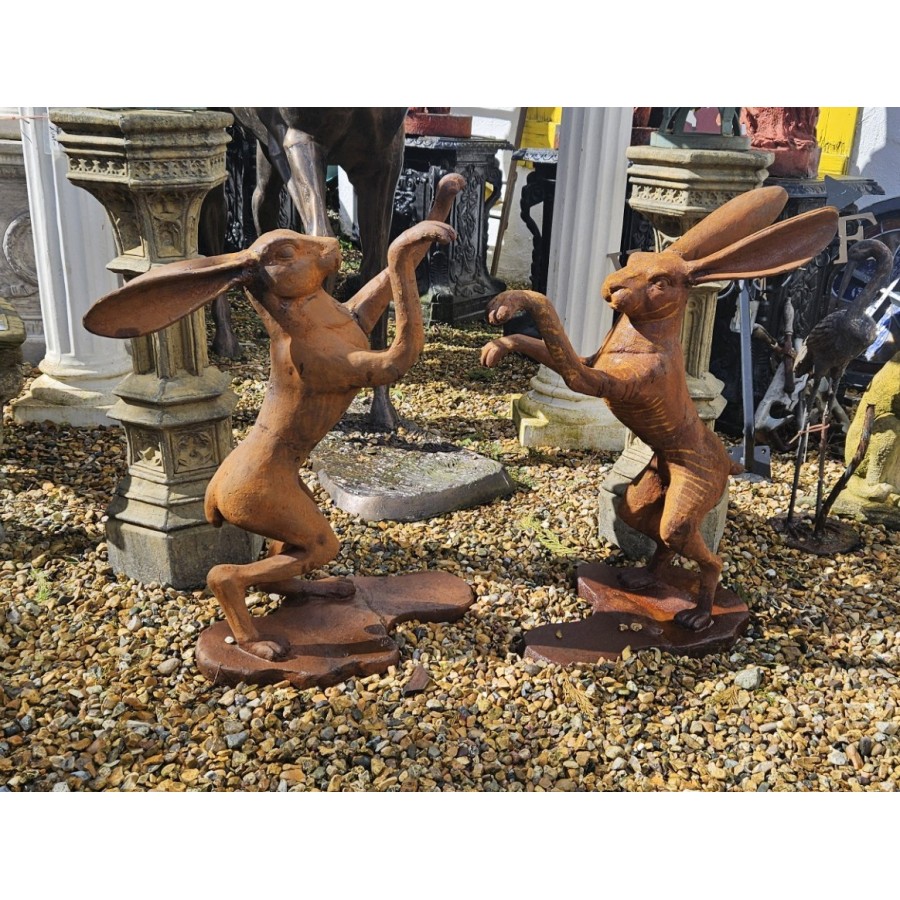 Boxing Hares Cast Iron