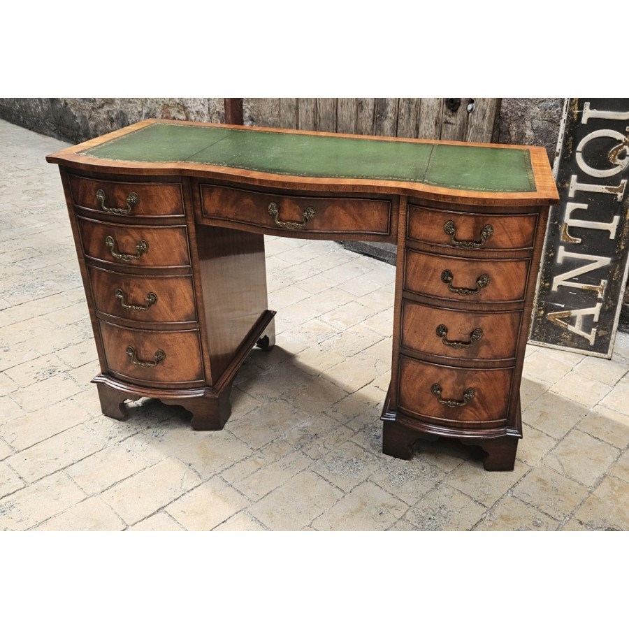 Desk with green leather top