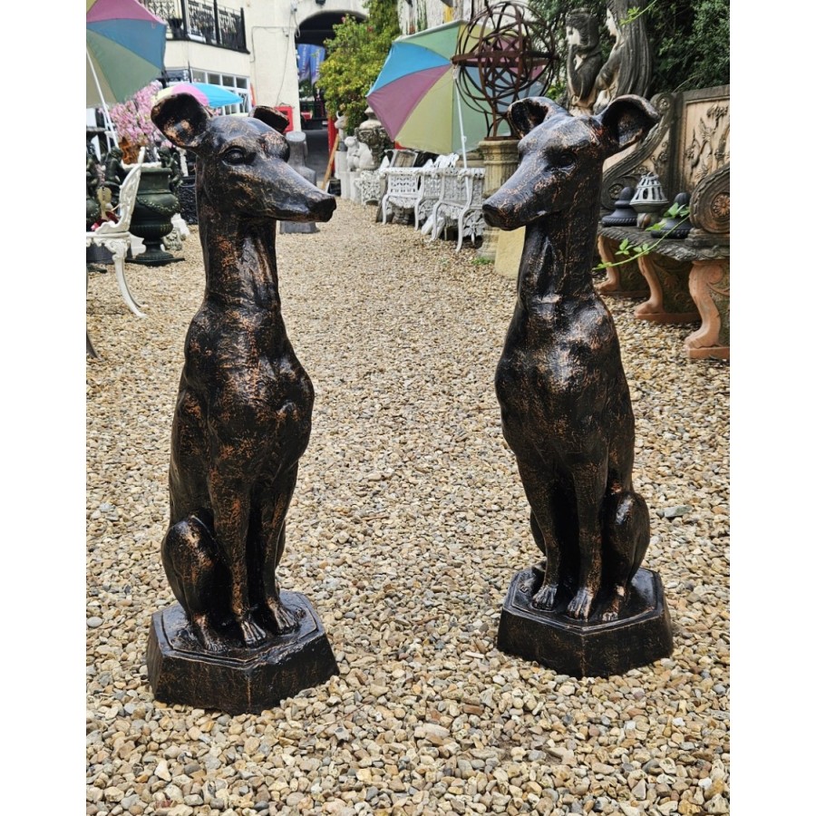 Pair Cast Iron Sitting Dogs